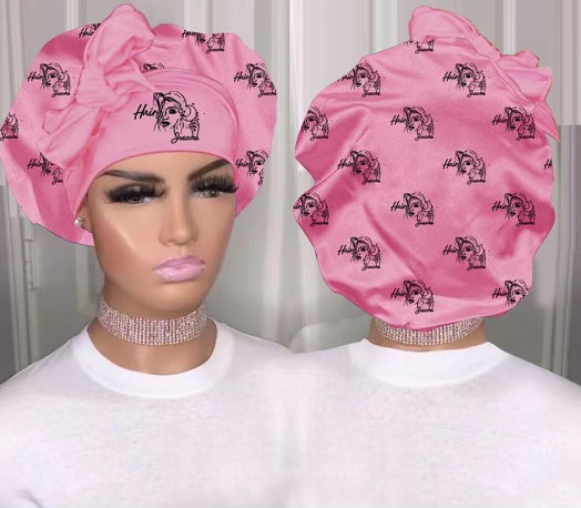 Pink Silk Bonnet Sleep Set